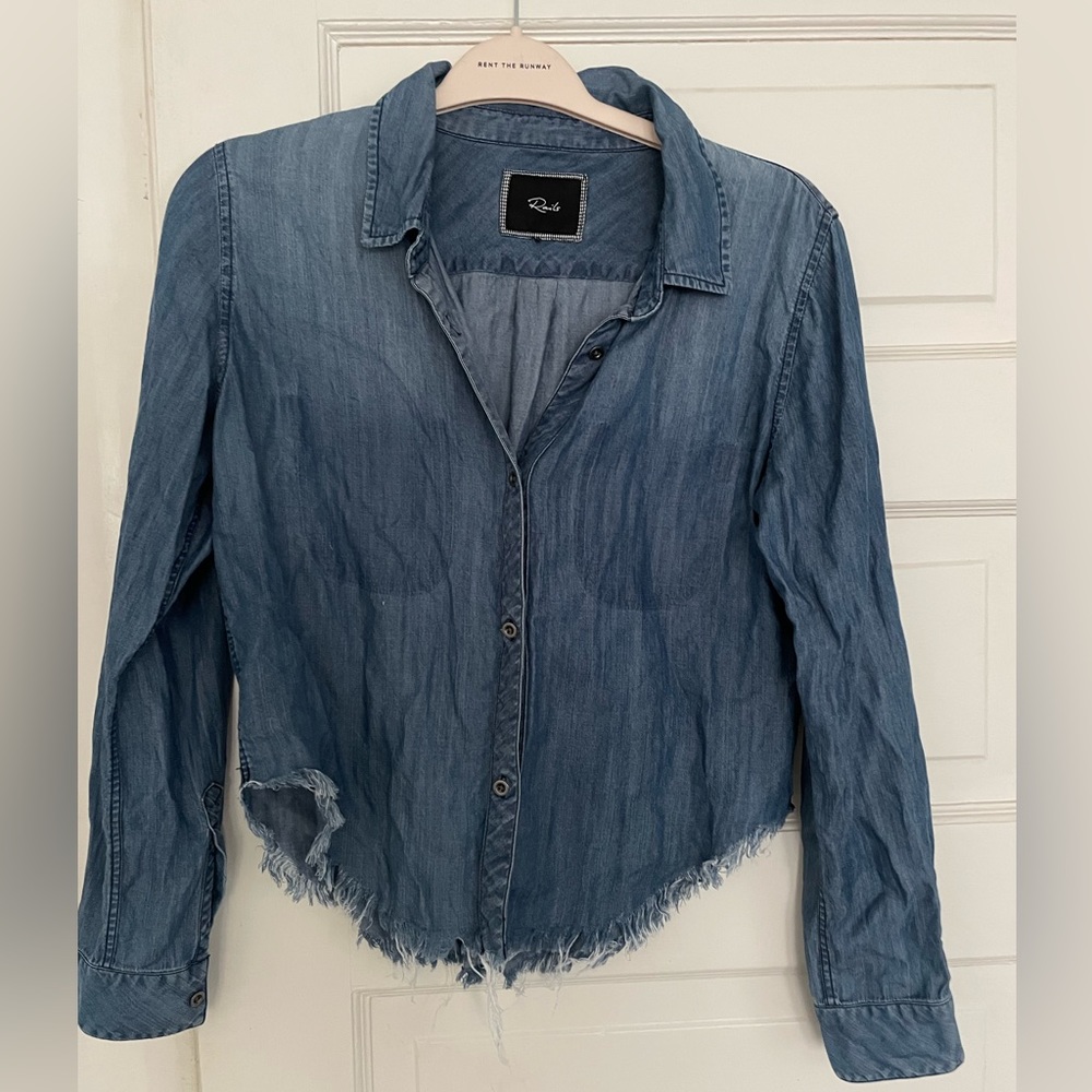 Rails Frayed Denim Button Down